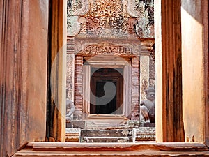 Banteay Srei Siem Reap Castle is one of the most  beautiful castles in Cambodia Construction of pink sandstone Carved into