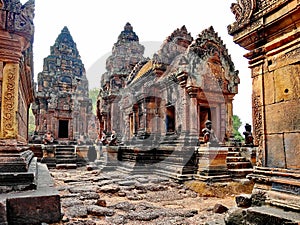 Banteay Srei Siem Reap Castle is one of the most  beautiful castles in Cambodia Construction of pink sandstone Carved into