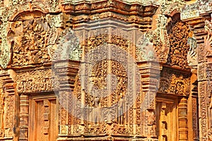 Banteay Srei Siem Reap Castle  is one of the most beautiful castles in Cambodia. Construction of pink sandstone Carved into