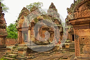 Banteay Srei Temple ruins in Siem Reap, Cambodia.