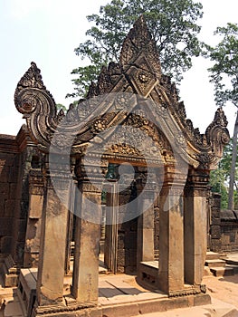 Banteay Srei Temple, Siem Reap Province, Angkor\'s Temple Complex Site listed as World Heritage by Unesco in 1192, b