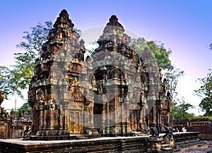 Banteay Srey Temple ruins (Xth Century) , Siem Reap, Cambodia