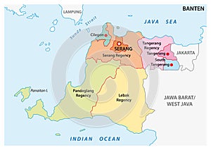 Banten administrative and political vector map, Indonesia photo