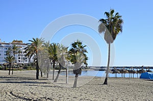 Banus beach on december day in Marbella