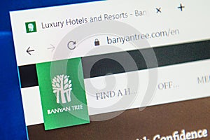 Banyan tree hotels Web Site. Selective focus.