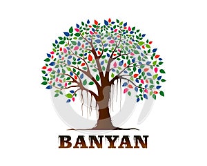 Banyan tree logo vector illustration photo