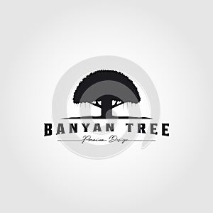 banyan tree logo vintage vector illustration template icon design