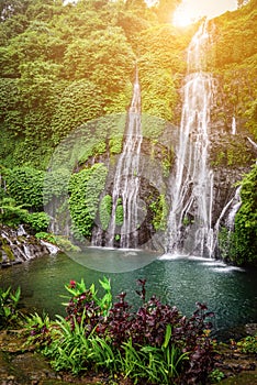 Banyumala twin waterfall in Bali, Indonesia