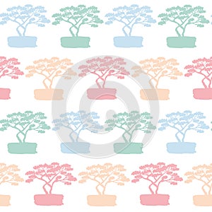 Baobab on white background, decorative vector illustration seamless pattern for textile