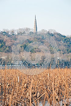 Baochu Pagoda on Beishan at West Lake, Hangzhou, China