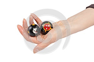 Baoding balls in a female hand