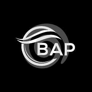 BAP letter logo design on black background. BAP creative circle letter logo concept. BAP letter design