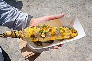 Bap nuong or grilled corn with scallion oils