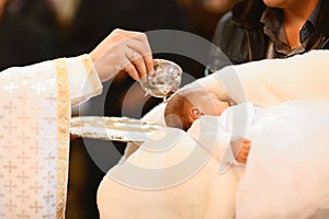 Baptism ceremony in Church. selective focus. the concept of Christianity