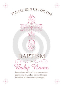 Baptism, Christening, Communion, or Confirmation Invitation Template - Vector photo