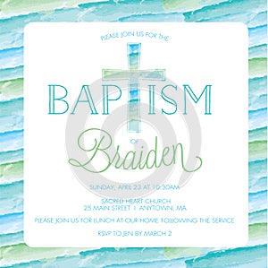 Baptism, Christening Invitation Template - Watercolor Cross, Background