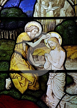 Baptism of Jesus in stained glass