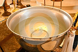 Baptism orthodox pot golden light ,