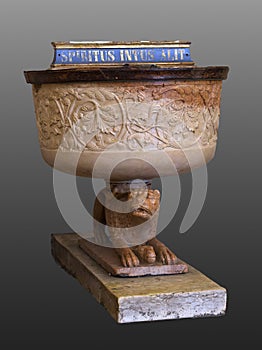 he Baptismal font in Baptistery of Parma (Battistero di Parma photo