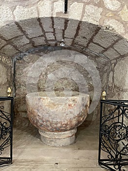 Baptismal font of a church in Burgos in Spain
