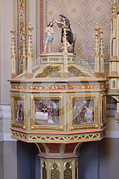 Baptismal font in the church of Saint Matthew in Stitar, Croatia