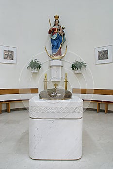 Baptismal font in the church of St. Paul in Retkovec, Zagreb, Croatia