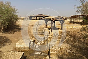 Baptismal pool where Jesus Christ baptized near Jordan River in Jordan