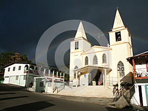 Baptist church with rainbow