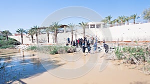 Baptized people in baptism site in Jordan River