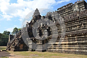 Bapuon Temple in the ancient temple complex of Angkor, Cambodia. Side view