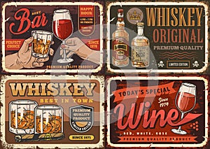 Bar alcohol colorful set flyers