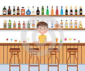 Bar with barman and cocktail