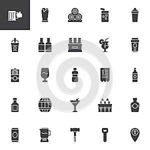 Bar beverages vector icons set