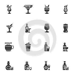 Bar beverages vector icons set