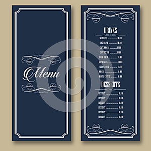 Vintage Frames Restaurant Bar Food Drinks cafe Menu Vector 01