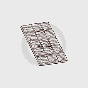 A bar of black and white chocolate. Vector sketch isolated background. Large chunks - a whole bar of chocolate.