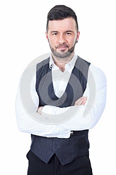 Bar bouncer arm cross over a white background