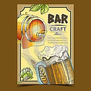 Bar Brewed Craft Beer Advertising Banner Vector
