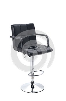 bar chair isolated on the white background. black leather bar stool