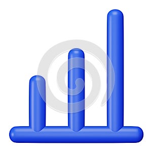 Bar chart 3d rendering isometric bold line icon.