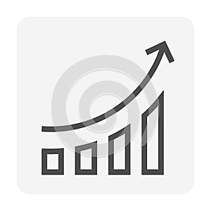 Bar chart or bar graph increasing vector icon design. 48x48 pixel perfect and editable line stroke.