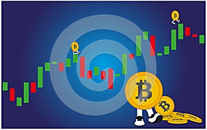 Bar chart  and coin 