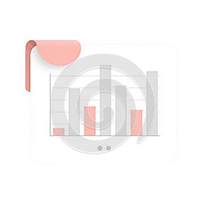 Bar chart data analysis isolated on transparent background