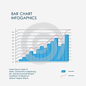 Bar Chart Data Infographics Elements 3D Vector Flat Design, COVID-19 Graphic Data, Sign, Icon Full Color