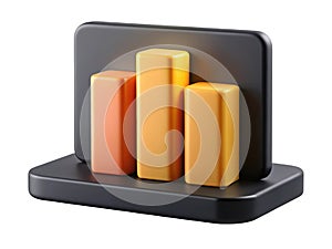 Bar Chart Graph 3D Render Financial Business Data Analytics Performance Growth