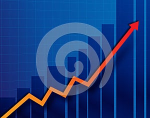 Bar chart illustrated with red arrow