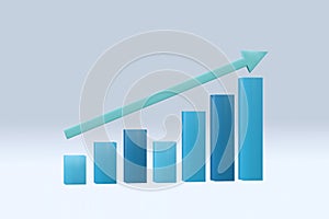 Bar chart improving business growth concept with uptrend arrow