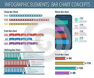 Bar chart infographic elements.