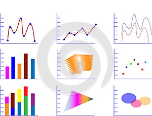 Bar Chart Line Chart Graph Info graphic set with various options Vector