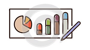 Bar Chart with Pencil, Data Analysis and Presentation, vector design Generative AI